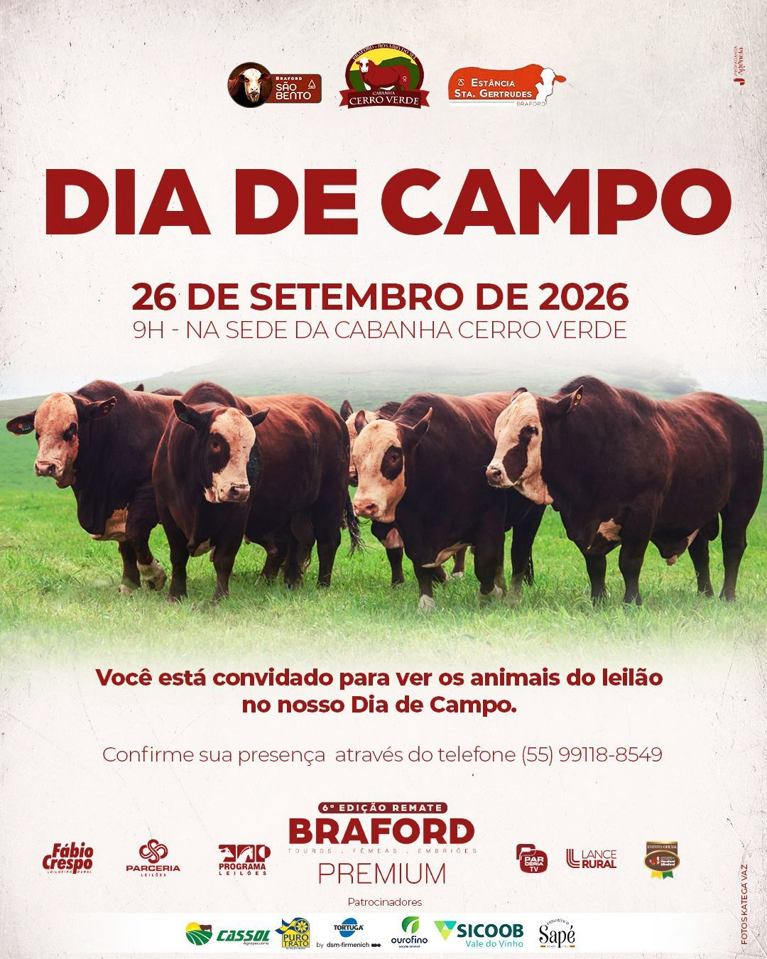 Convite para Dia de Campo referente a 6ª edição do Remate Braford em Rosário do Sul