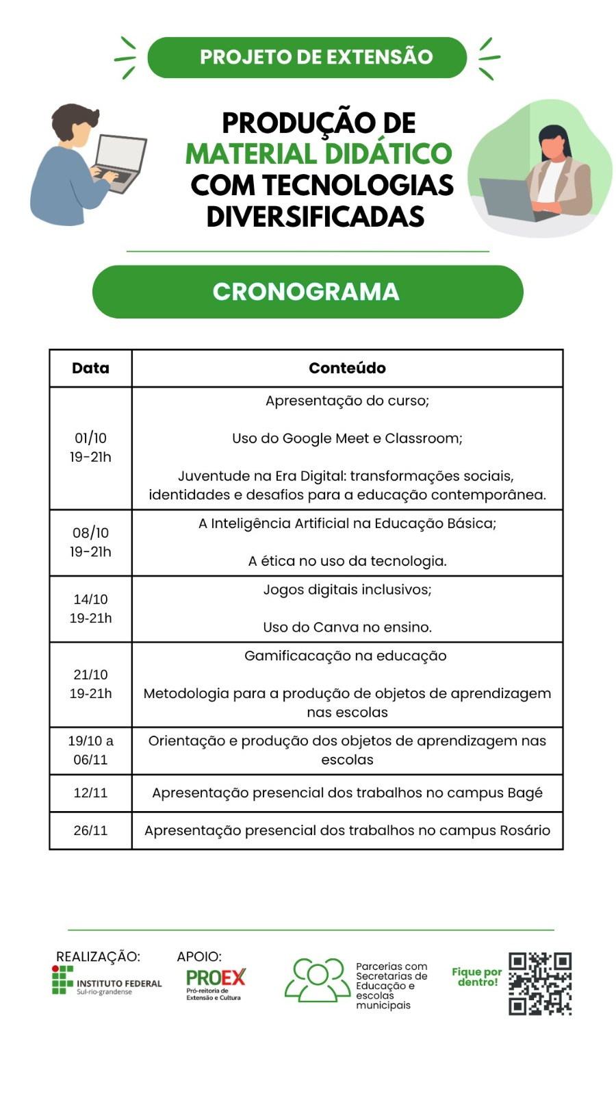 IF Sul divulga projeto para formação continuada de professores